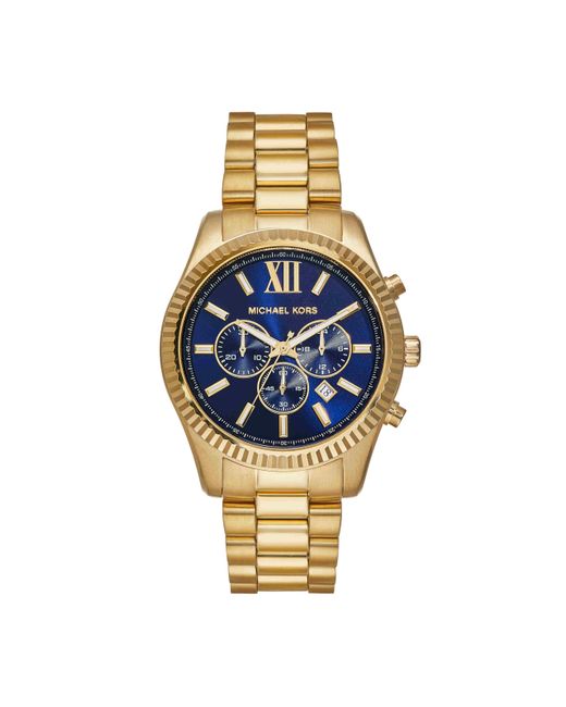 Michael Kors Lexington Chronograph Gold-tone Stainless Steel Watch in  Metallic for Men | Lyst