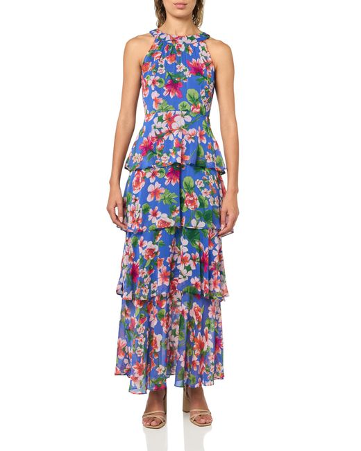 Tommy Hilfiger Blue Dresses Maxi,deep Ultramarine Multi,8