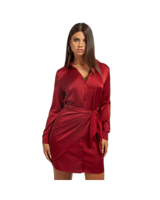 Guess Red Essential Long Sleeve Alya Dress