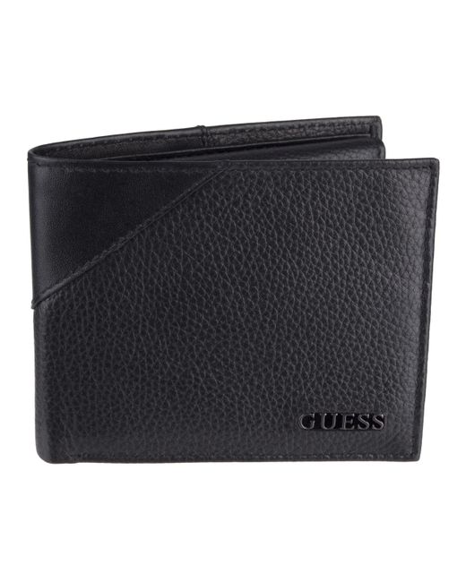 Guess Black Leather Passcase Wallet for men