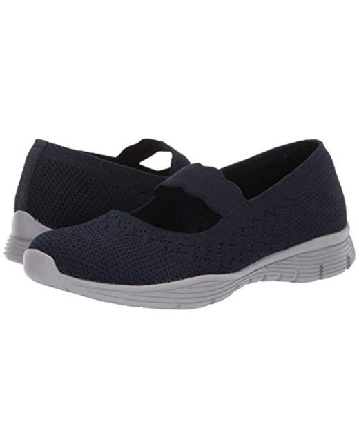 Skechers Seager-power Hitter-engineered Knit Mary Jane Flat in Blue - Lyst