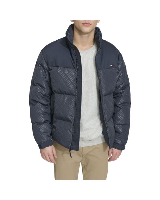 Tommy Hilfiger Blue Mixed-media Puffer Jacket for men