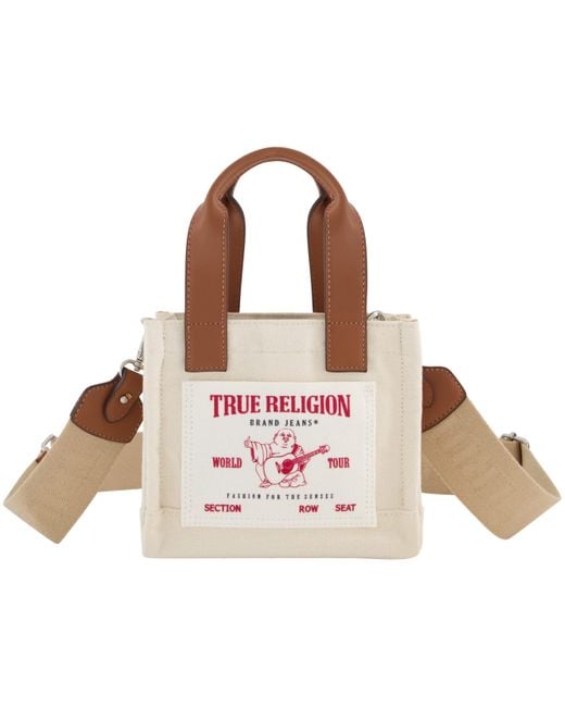 True Religion Pink Tote, Mini Travel Shoulder Bag With Adjustable Strap, Natural