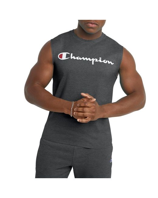 Champion Black Classic Jersey Muscle Tee for men