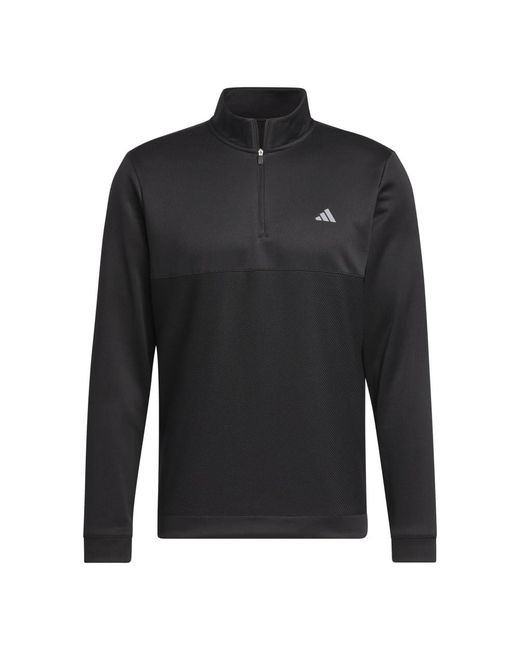 Adidas Black Golf Standard Ultimate365 Textured Quarter-zip Top for men