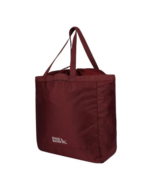Eddie Bauer Red Stowaway Packable Tote Bag | Lightweight | Compact | Cinch Closure | Ripstop Nylon | 25l Capacity