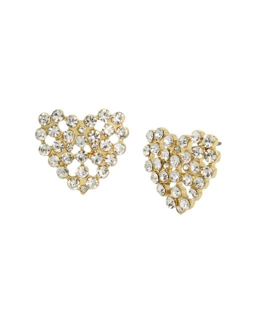 Steve Madden Metallic S Jewelry Stone Heart Button Earrings