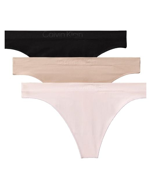 Calvin Klein Black Bonded Flex Seamless 3-pack Mid Rise Thong