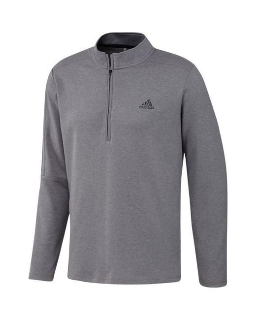 Adidas Gray Golf 3-stripes Recycled Polyester Quarter Zip Pullover for men