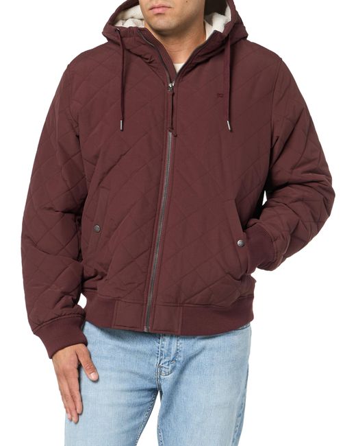 Levi's Red Diamond Quilted Hoody Bomber With Sherpa Lining for men