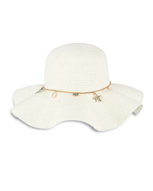Jessica Simpson White Wide Brim Straw Hat