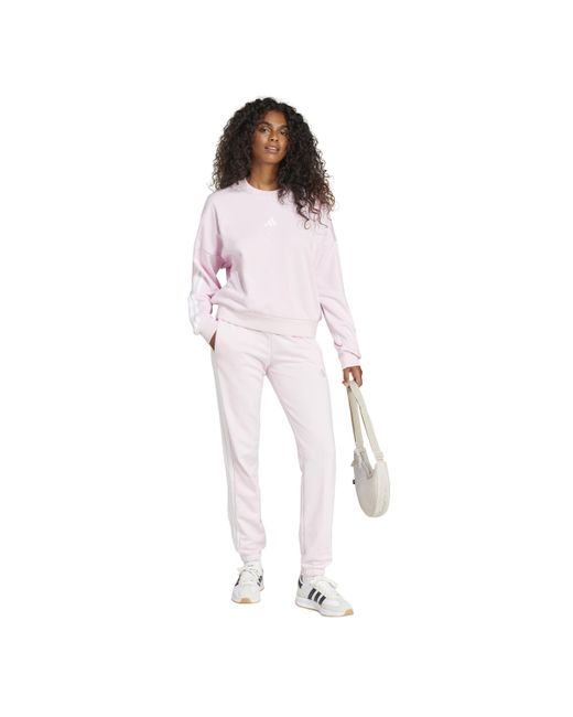 Adidas Pink Essentials 3-stripes French Terry Cuffed Pants
