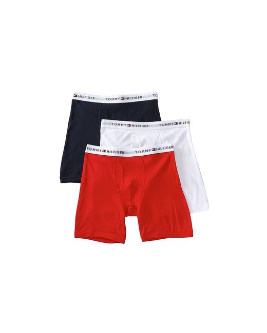 Tommy Hilfiger Red Men's Multipack Cotton Classics Boxer Briefs Underwear for men