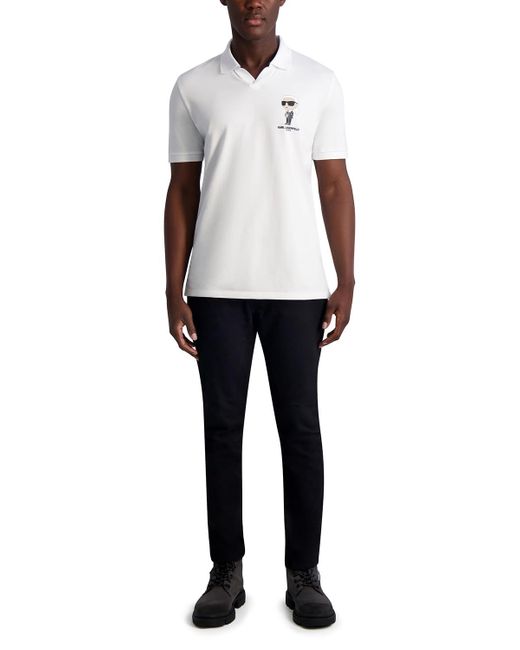 Karl Lagerfeld White Paris Casual Short Sleeve Collared Polo for men