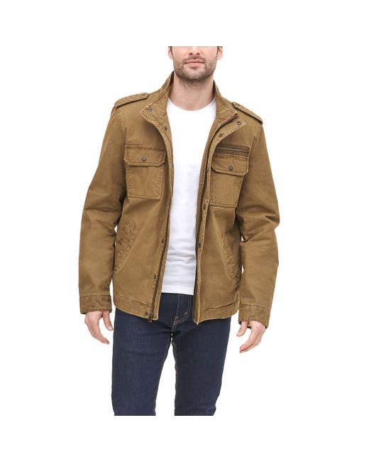 levi's men's washed cotton two pocket sherpa lined military jacket
