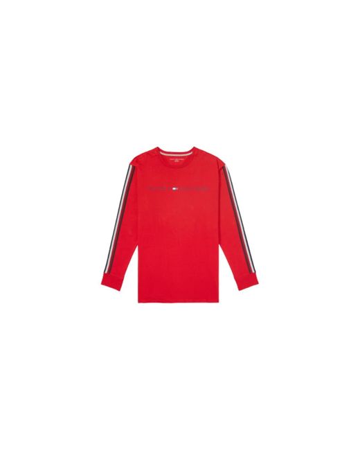 Tommy Hilfiger Red Adaptive Long Sleeve T Shirt With Magnetic -buttons At Shoulders for men