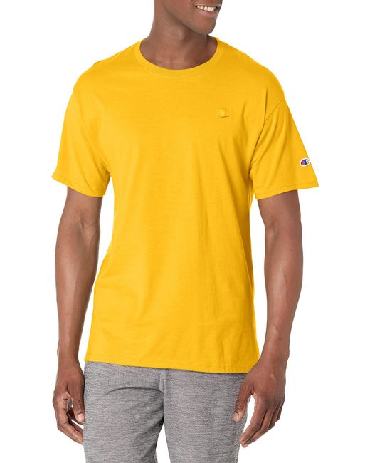 Champion Yellow Mens Classic Jersey Tee Shirt for men