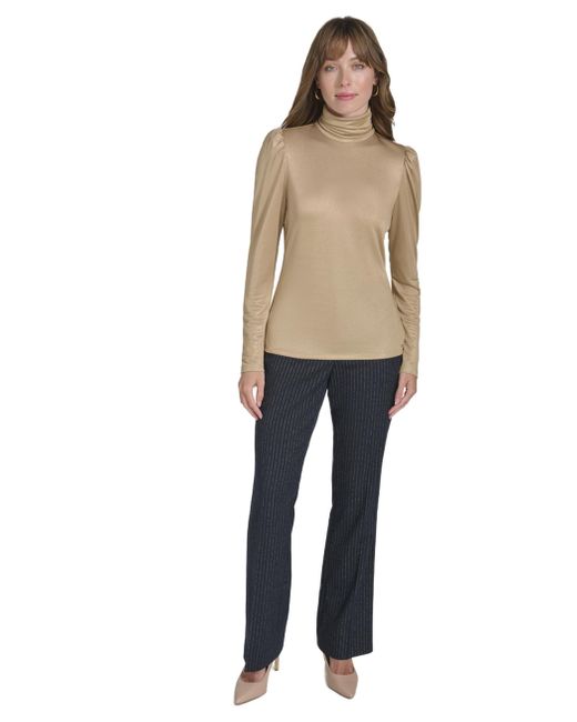 Tommy Hilfiger Natural Suits Shine Turtleneck Top