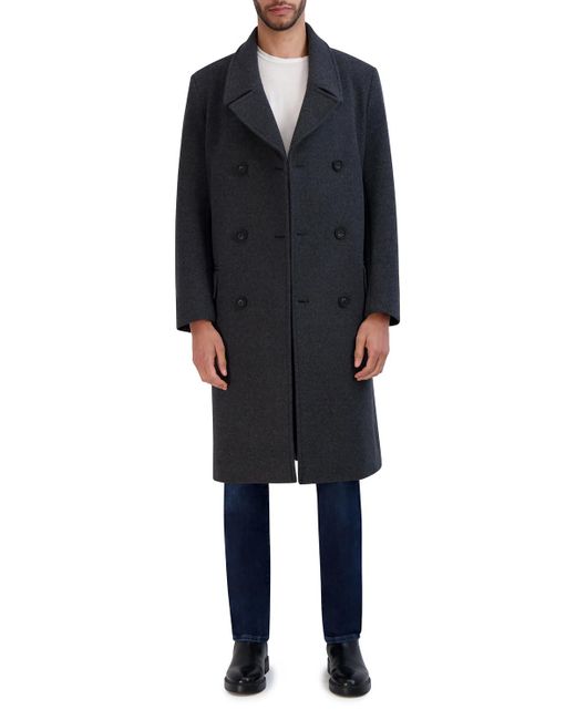 Cole Haan Black Wool Double Breasted Coat for men