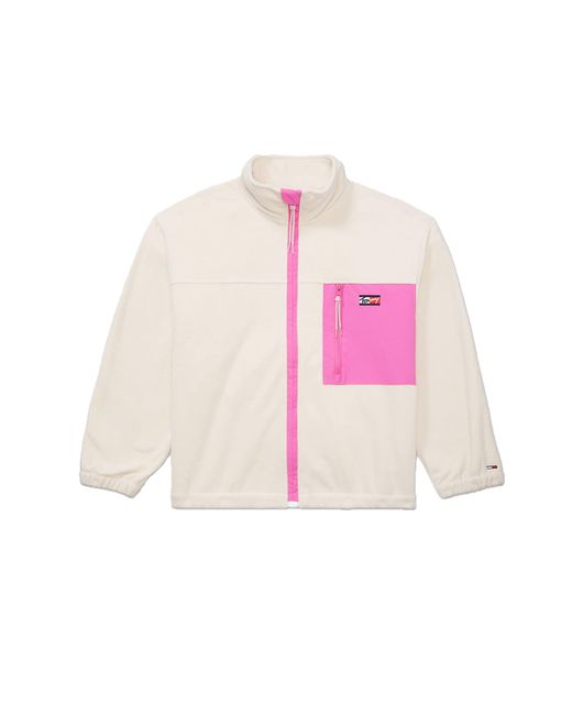 Tommy Hilfiger Pink Adaptive Colorblocked Oversized Sweatshirt With Magnetic Zipper Closure
