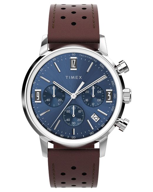 Timex Brown Strap Blue Dial Stainless Steel for men