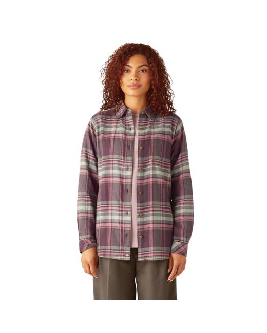 Camisas Dickies Plaid Flannel Long Sleeve Mujer Moradas Para Las