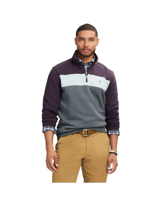 Izod Men's Blue Advantage Performance Quarter Zip Fleece Pullover