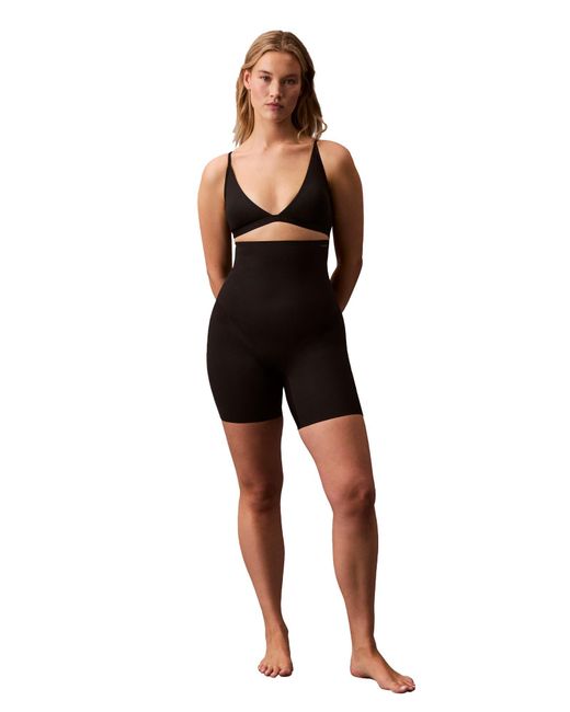 Calvin Klein Shapewear Stay-put Stretch High-waist Mid-thigh Short Black