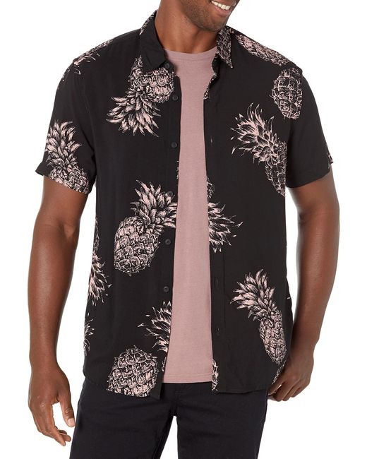 Camicia hawaiana da uomo in rayon ecologico di Guess in Black da Uomo
