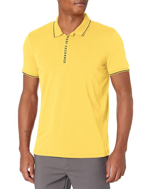 Armani Exchange | Logo Zip Jersey Polo in Yellow for Men | Lyst