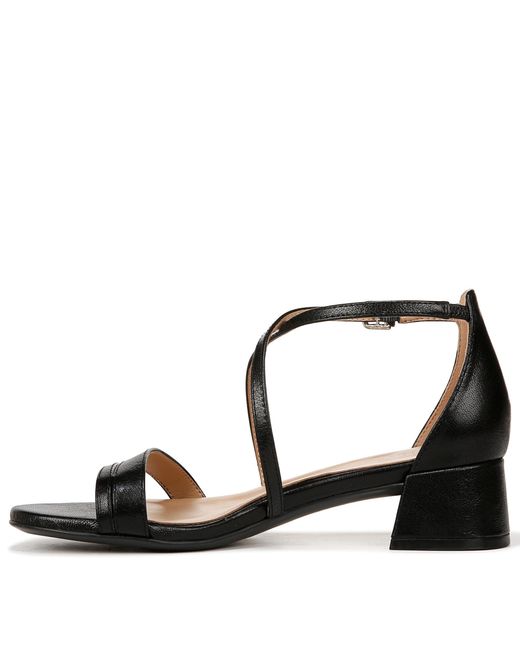 Naturalizer S June Strappy Low Block Heel Dress Sandal Black Leather 9.5 W