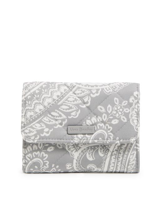 Vera Bradley Gray Performance Twill Riley Compact Wallet With Rfid Protection