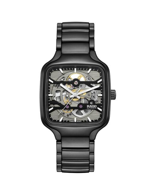 Rado Black True Square--swiss Automatic Watch-high Tech Ceramic-sapphire Crystal -38mm