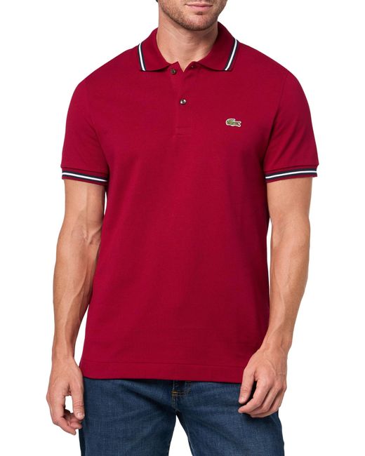 Lacoste Red Regular Fit Trim Accent L.12.12 Polo Shirt for men