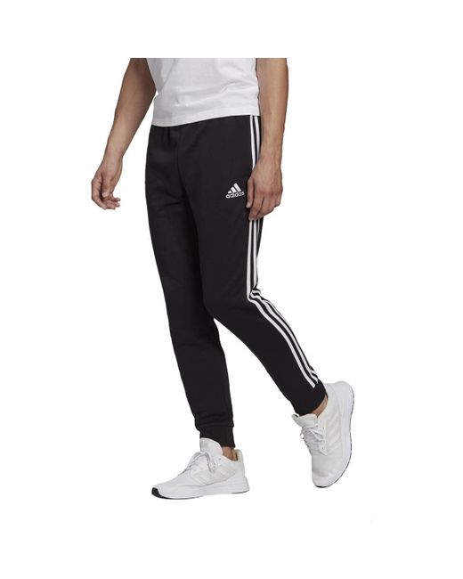 essentials french terry tapered cuff 3 stripes joggers