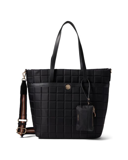 Anne Klein Synthetic Quilted Nylon Tote in Black/Black/BlackCognac