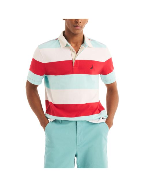 Nautica Red Sustainably Crafted Classic Fit Rugby Polo for men