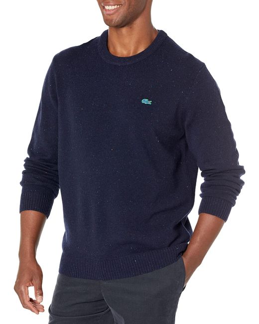 Lacoste Regular Fit Speckled Print Wool Jersey Sweater in Blue for Men |  Lyst