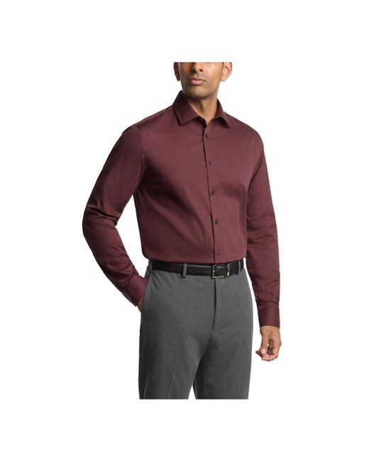 Calvin Klein Red Dress Shirt Regular Fit Modern Pincord Burgundy for men