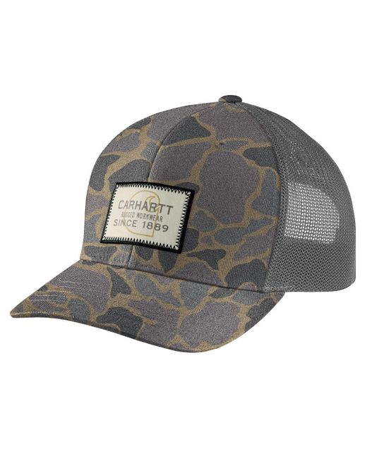 Carhartt Gray Wool Mesh-back Camo Logo Patch Cap for men