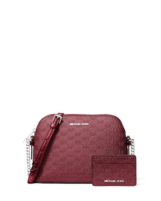 Michael Kors Purple Jet Set Dome Crossbody With Card Case