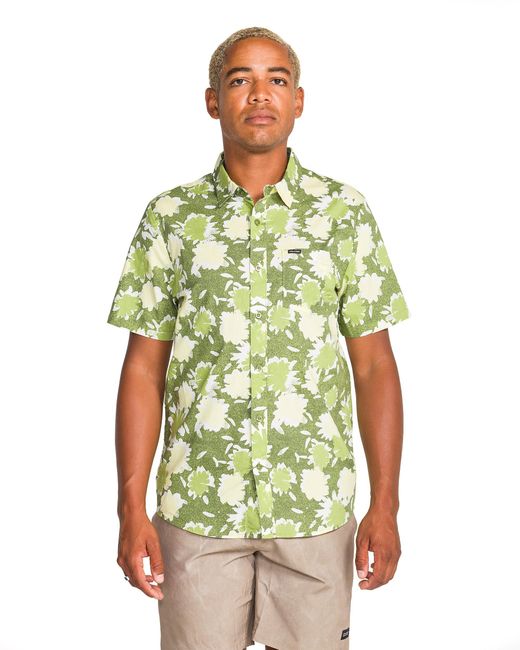 Volcom Green Short Sleeve Button Down Woven Shirt for men