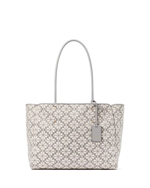 Kate Spade Gray Spade Flower Jacquard Large Everything Tote