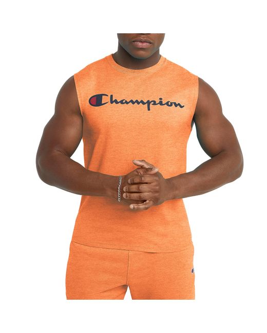 Champion Orange T, Cotton Tee, Muscle Shirts For for men
