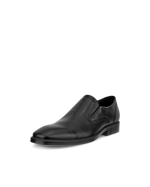 Ecco Black Milan Plain Toe Slip On Loafer for men