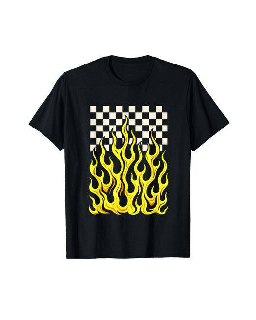 Alternative Apparel Black Y2k Racing Pattern Flames Grunge Retro Vibes T-shirt