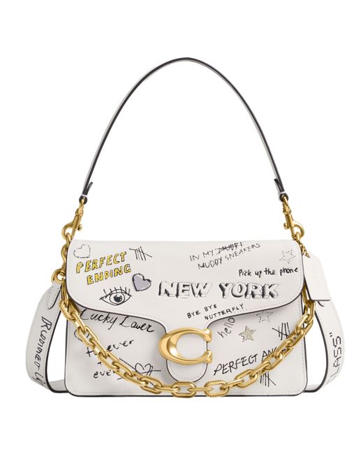 COACH Metallic Chain Tabby Shoulder Bag With Sketch Print