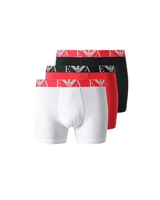 Emporio Armani Red Bold Monogram 3 Pack Boxer Briefs Black for men