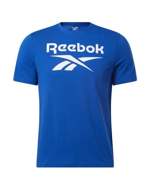 Reebok Blue Identity Big Stacked Logo Tee for men