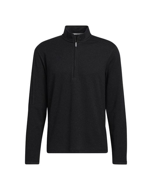Adidas Black Golf 3-stripes Quarter Zip Pullover for men